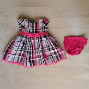 Carter's Baby Girl Pink/Black/Gray Plaid 2pcs Dress w/Pink Panty Size 3 months